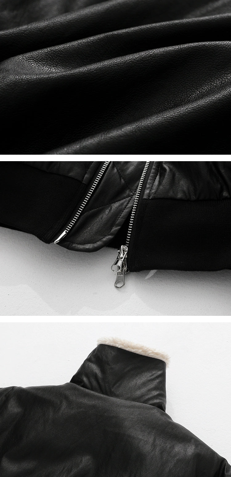 Giacca corta in pelle PU di lana MRCYC