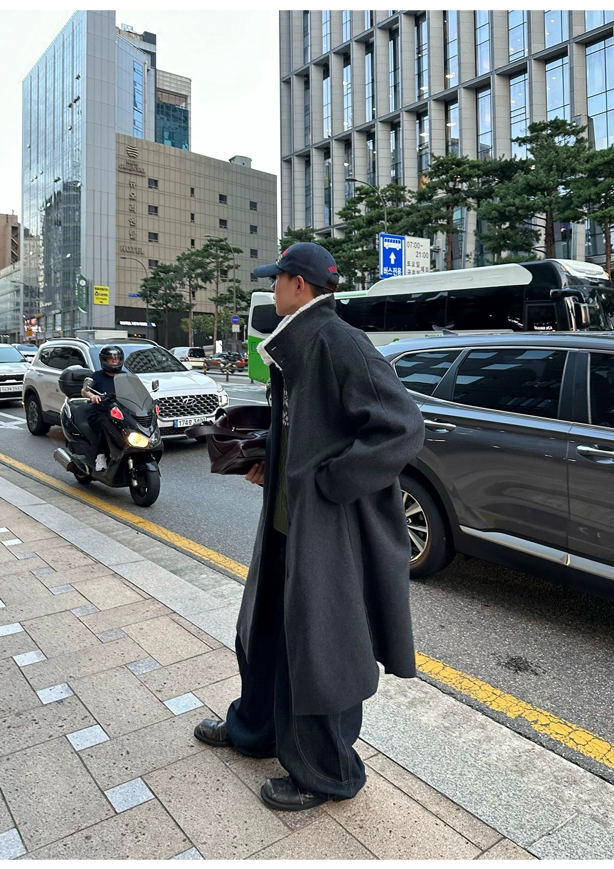 cappotto di alta qualità, lungo, con collo alto, elegante R1DGE