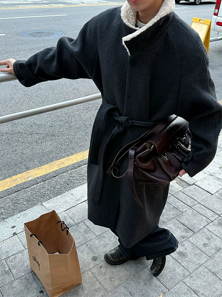 cappotto di alta qualità, lungo, con collo alto, elegante R1DGE