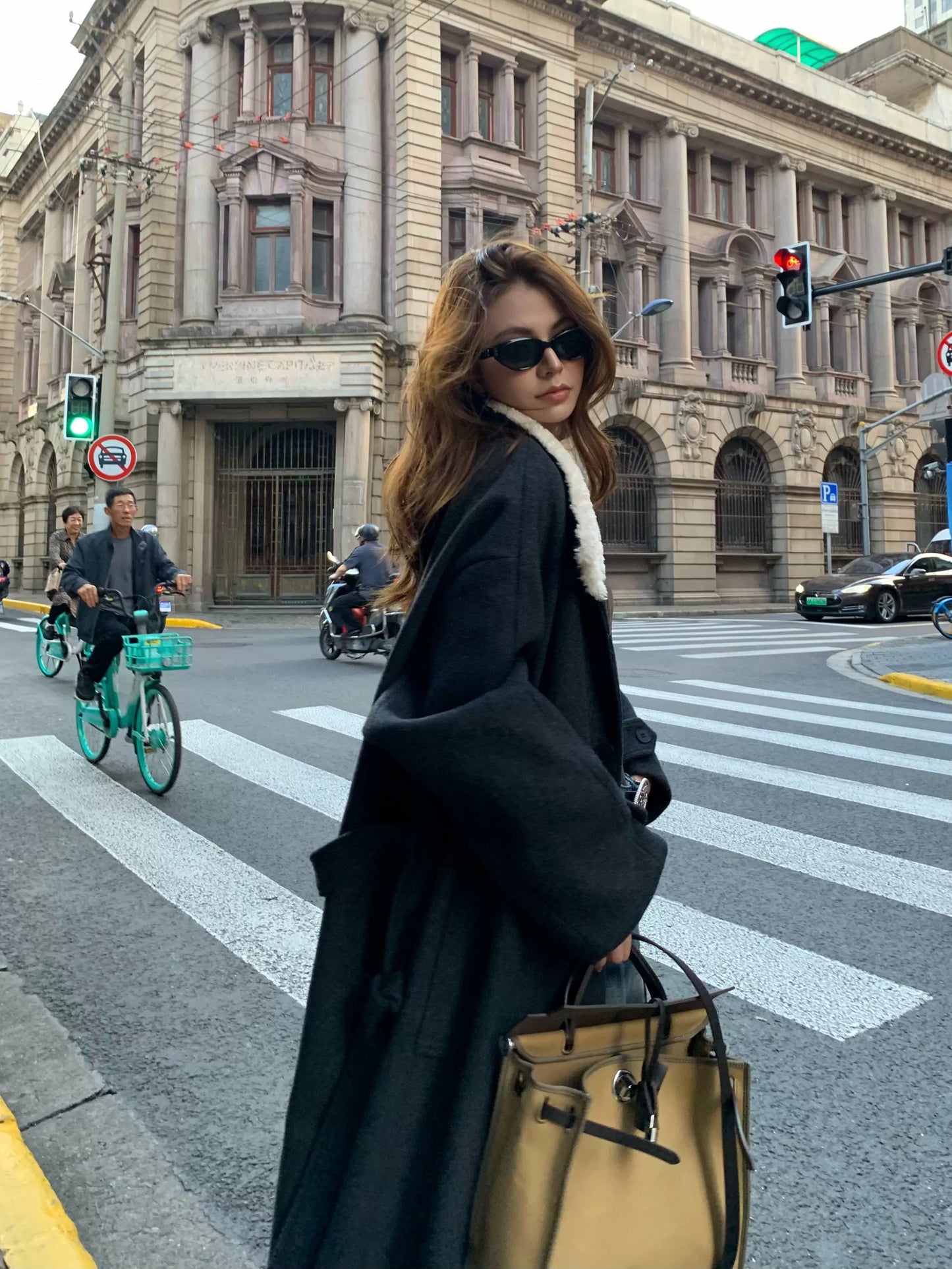 cappotto di alta qualità, lungo, con collo alto, elegante R1DGE