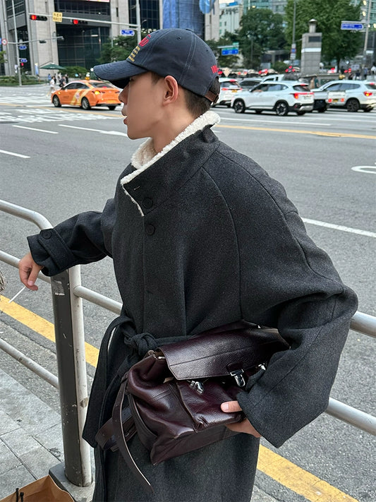 cappotto di alta qualità, lungo, con collo alto, elegante R1DGE