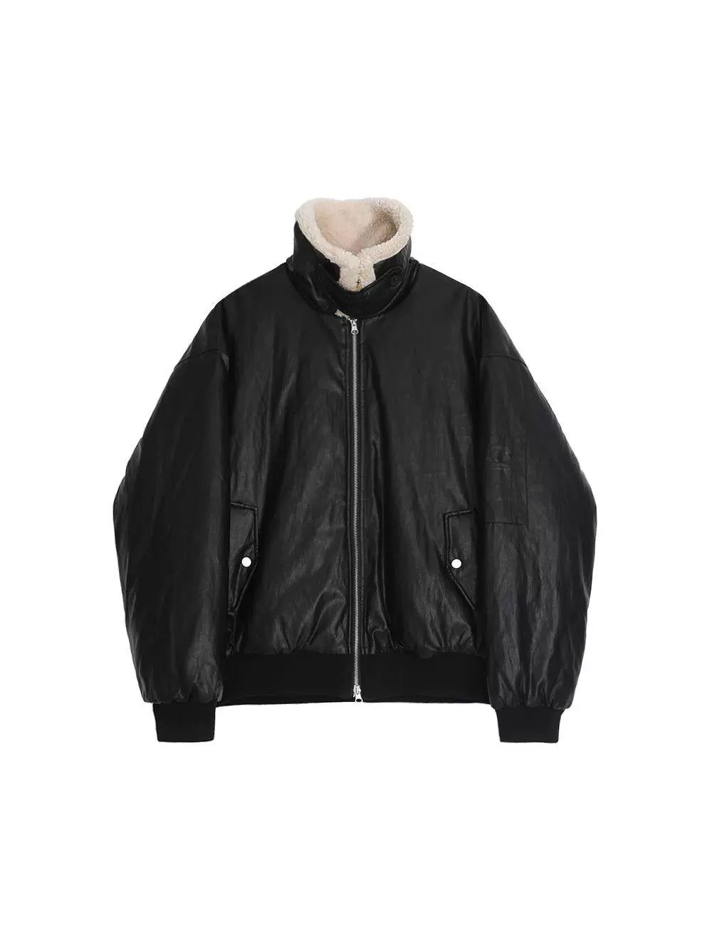 Giacca corta in pelle PU di lana MRCYC