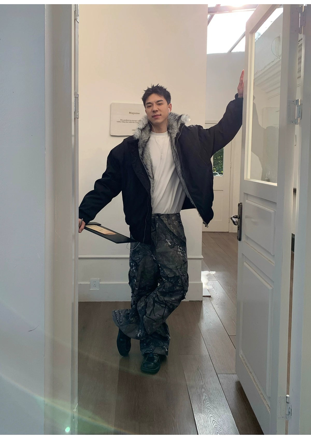 Giacca con collo in pelliccia intagliata R1DGE