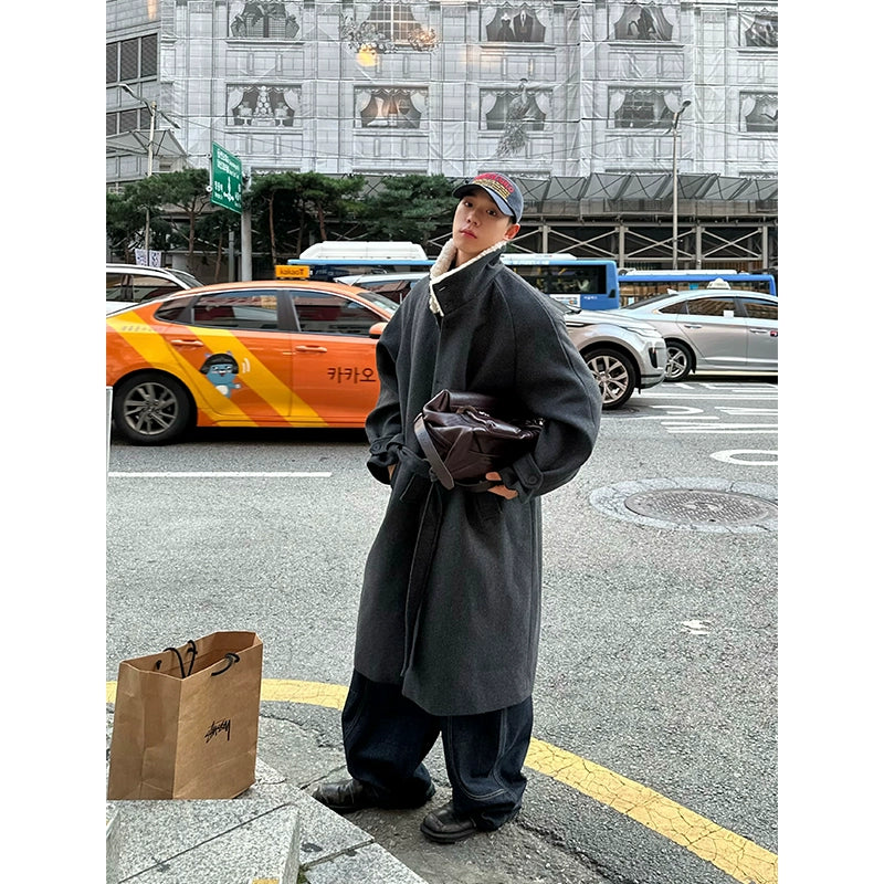 cappotto di alta qualità, lungo, con collo alto, elegante R1DGE