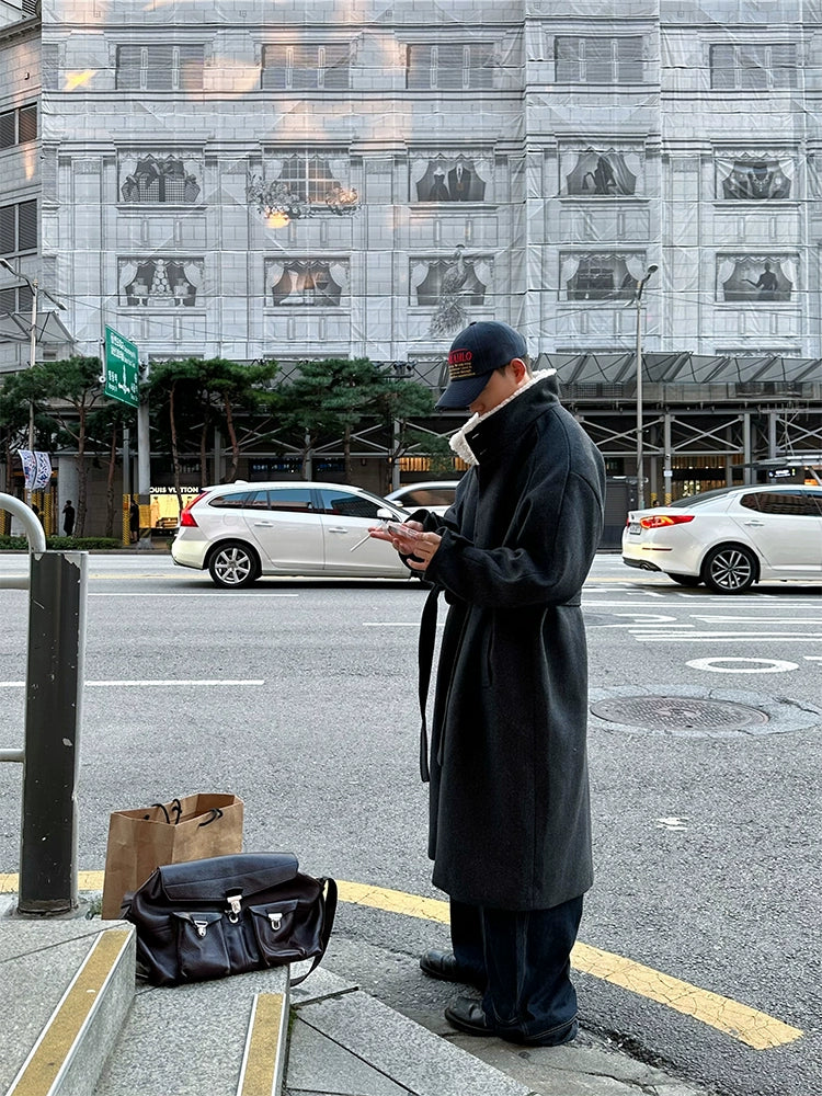 cappotto di alta qualità, lungo, con collo alto, elegante R1DGE