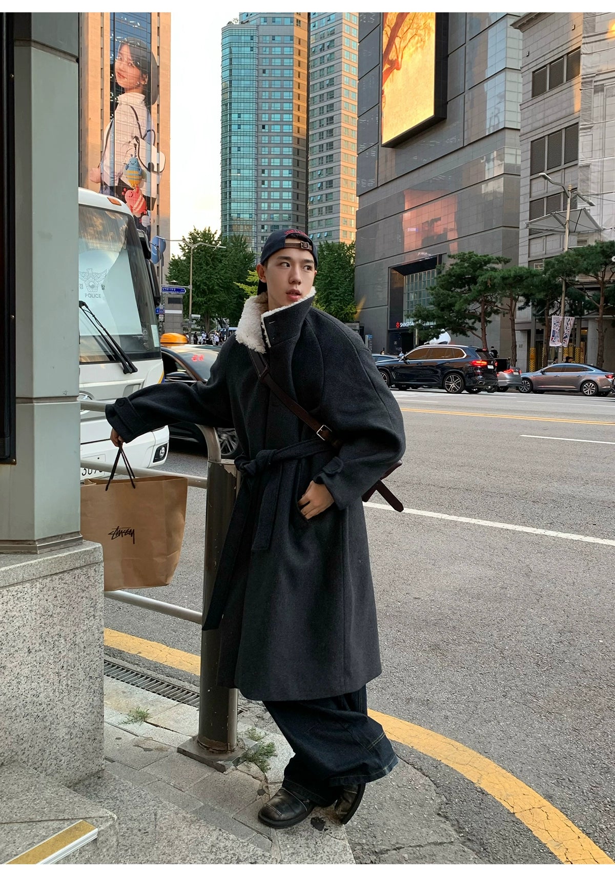 cappotto di alta qualità, lungo, con collo alto, elegante R1DGE